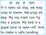 Learn to read with phonics visually-Apprendre l'anglais en images visuellement-Lire le texte avec le son ay:  Unik and Tipi play at home