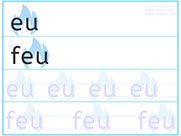 Apprendre à lire - Fiche d'écriture du son eu - Méthode de lecture syllabique et visuelle Alvea.com - Fiches d'écriture gratuites