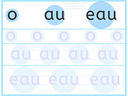 Apprendre à lire - Fiche d'écriture du son o au eau - Méthode de lecture syllabique et visuelle Alvea.com - Fiches d'écriture gratuites