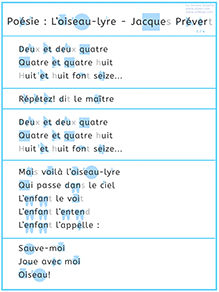 Lire la poésie "Pages d'écriture" de Jacques Prévert page 1 - Lecture visuelle avec Unik et Tipi