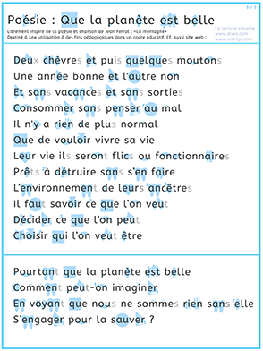 Lire la poésie "Pages d'écriture" de Jacques Prévert page 3 - Lecture visuelle avec Unik et Tipi