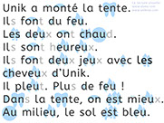 Apprendre à lire avec Unik et Tipi - Histoire à lire 7 avec le son eu : Unik et Tipi font du feu - Méthode de lecture syllabique et visuelle