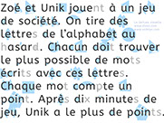 Apprendre à lire - Lecture visuelle avec Unik et Tipi - Le jeu de société page 1 sur 2